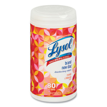 LYSOL® Brand Disinfecting Wipes, 7 X 7.25, Mango And Hibiscus, 80 Wipes-canister freeshipping - TVN Wholesale